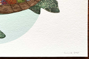 Turtle artwork artist signature close up